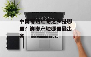 中国枣熟红枣之乡是哪里？鲜枣产地哪里最出名