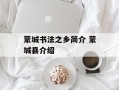 蒙城书法之乡简介 蒙城县介绍