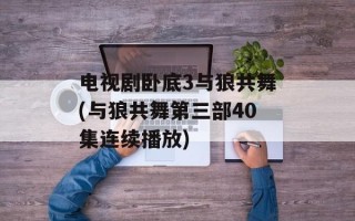 电视剧卧底3与狼共舞(与狼共舞第三部40集连续播放)