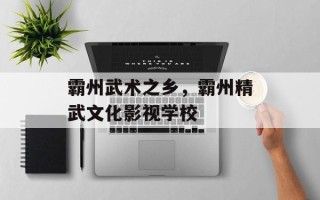 霸州武术之乡，霸州精武文化影视学校