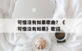 可惜没有如果歌曲？《可惜没有如果》歌词