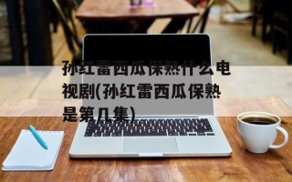 孙红雷西瓜保熟什么电视剧(孙红雷西瓜保熟是第几集)