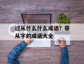 过从什么什么成语？带从字的成语大全