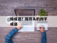 除成语？除开头的四字成语