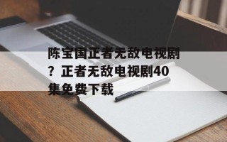 陈宝国正者无敌电视剧？正者无敌电视剧40集免费下载