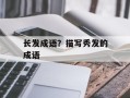 长发成语？描写秀发的成语