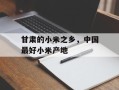 甘肃的小米之乡，中国最好小米产地