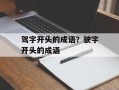 驾字开头的成语？驶字开头的成语