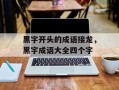 黑字开头的成语接龙，黑字成语大全四个字