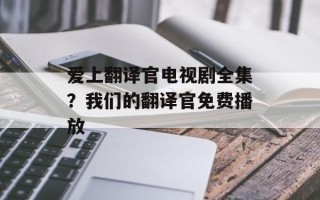 爱上翻译官电视剧全集？我们的翻译官免费播放