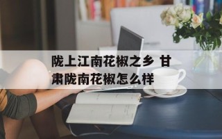陇上江南花椒之乡 甘肃陇南花椒怎么样