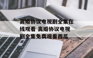 离婚协议电视剧全集在线观看 离婚协议电视剧全集免费观看西瓜