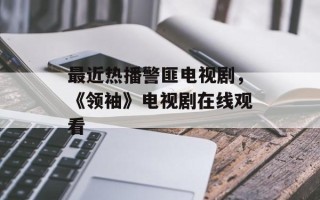 最近热播警匪电视剧，《领袖》电视剧在线观看