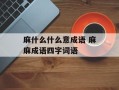 麻什么什么意成语 麻麻成语四字词语