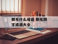 鹅毛什么成语 鹅毛四字成语大全