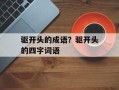 驱开头的成语？驱开头的四字词语