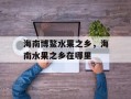 海南博鳌水果之乡，海南水果之乡在哪里