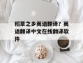 稻草之乡英语翻译？英语翻译中文在线翻译软件