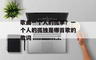 歌曲一个人的孤单？一个人的孤独是哪首歌的歌词