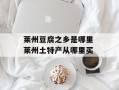 莱州豆腐之乡是哪里 莱州土特产从哪里买