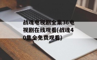 战魂电视剧全集36电视剧在线观看(战魂40集全免费观看)