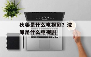 狄姜是什么电视剧？沈岸是什么电视剧